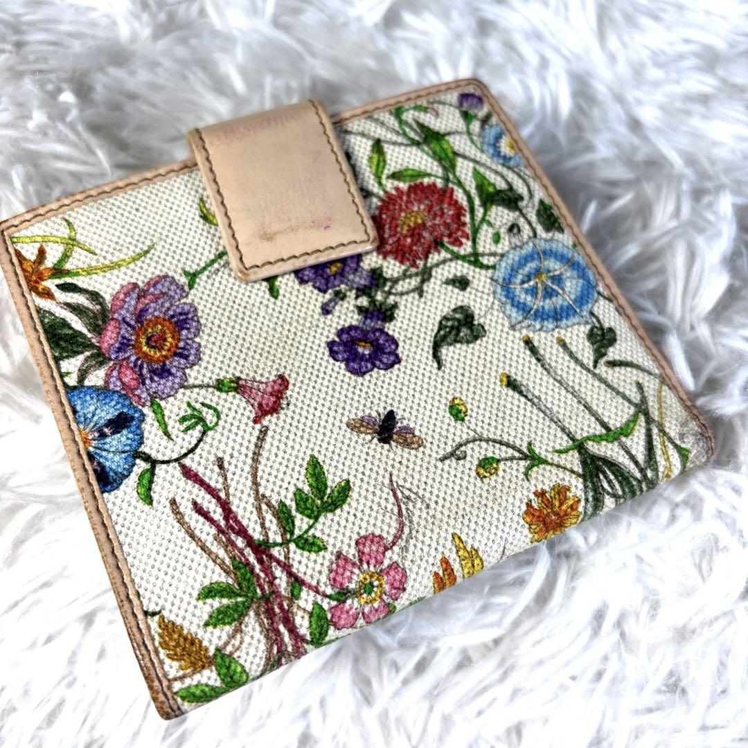 ✨希少✨グッチ GUCCI 折り財布 フローラ 花柄 キャンバス
