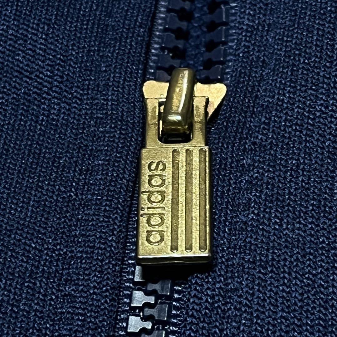 80s adidas トラックジャケット ジャージ 紺 両面刺繍ロゴ XL