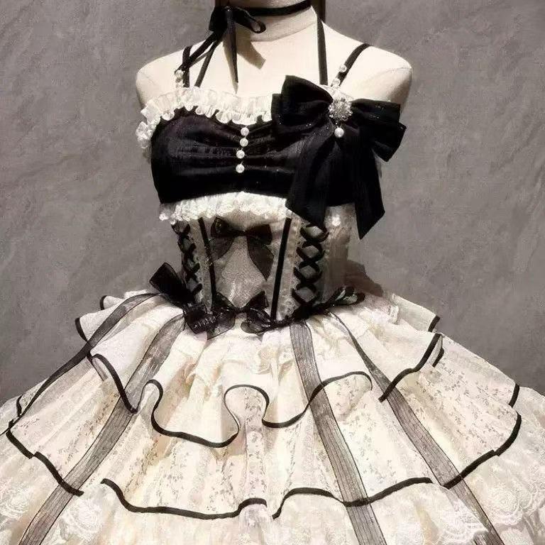 新品 ゴスロリ・ロリータドレス ゴスロリィタ ノースリーブ お嬢様 コスプレ