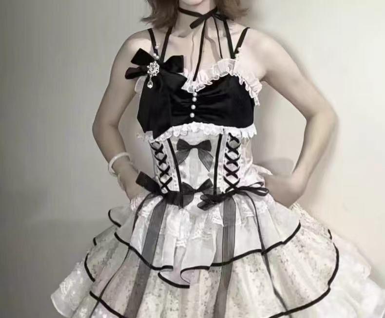 新品 ゴスロリ・ロリータドレス ゴスロリィタ ノースリーブ お嬢様 コスプレ