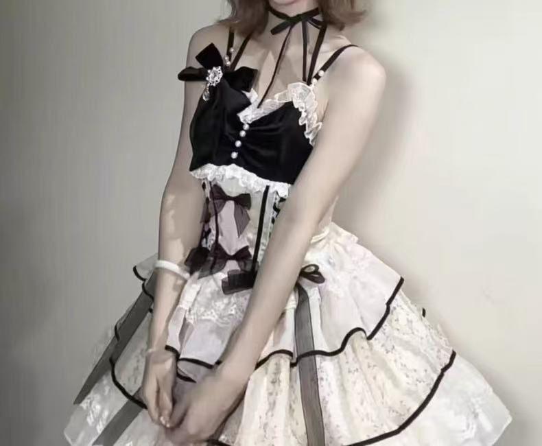 新品 ゴスロリ・ロリータドレス ゴスロリィタ ノースリーブ お嬢様 コスプレ