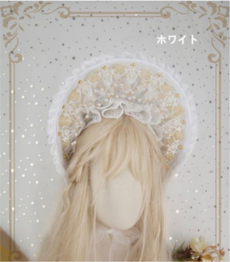 Alice doll製白ボンネット 高さ12cm