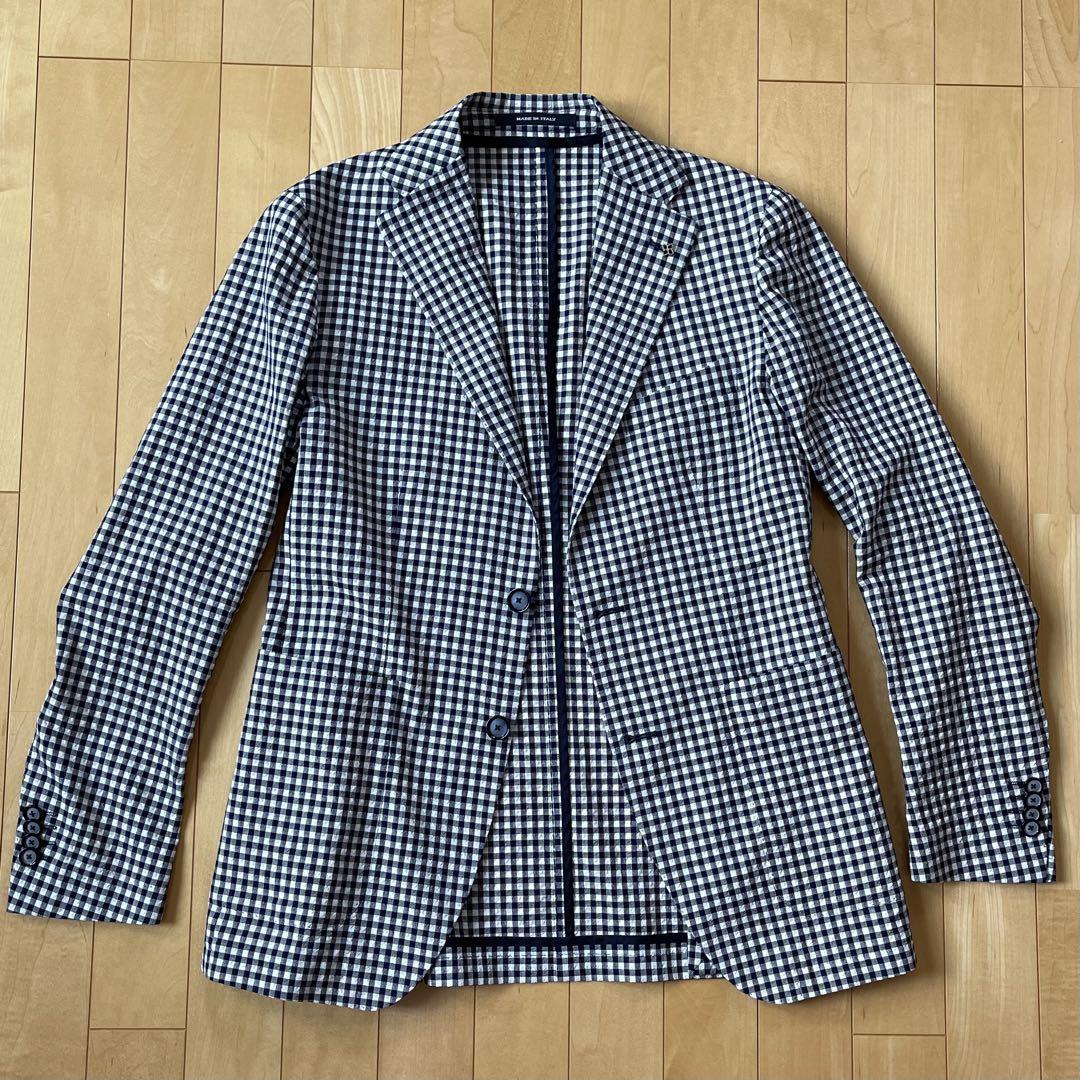 【美品・春夏】TAGLIATORE タリアトーレシアサッカーギンガムチェック44