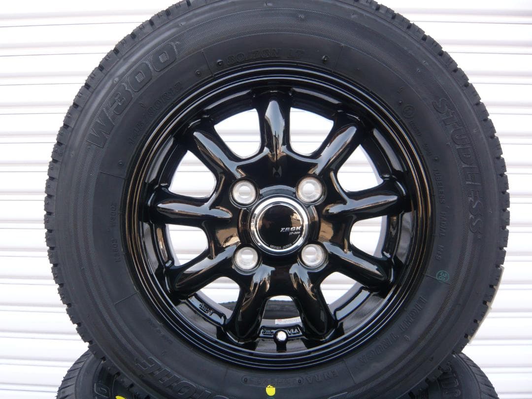 送料込☆ブリヂストンW300☆145/80R12LT☆ブラックホイール☆軽トラ等