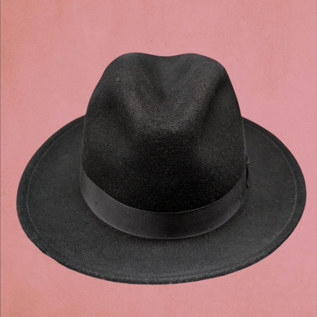 ブラックウールフェルトハット Stetson ウールフェルトハット ブラックリボン