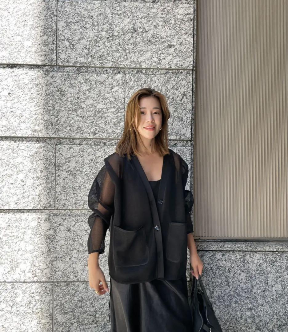 ‼️新品未開封‼️pois double mesh Cardigan【ブラック】 ❤️新品未使用❤️pois double mesh Cardigan ブラック トップス