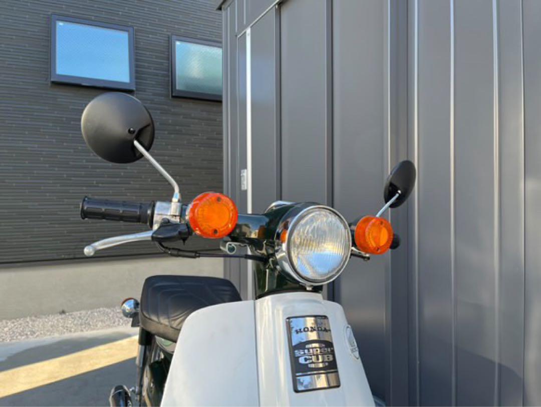 【新品、本物、当店在庫だから安心】 カブ用 丸型ショートステムミラー パーツ - EMC 左右セット パーツ