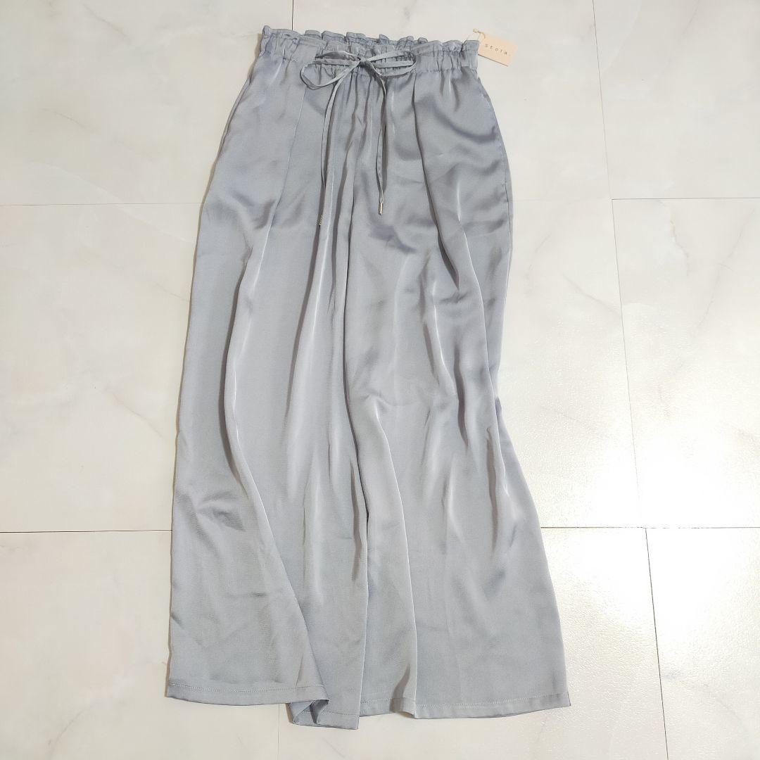 25SS✨ストラ　stola. ウエストギャザーテロパン　ブルー　タグ付