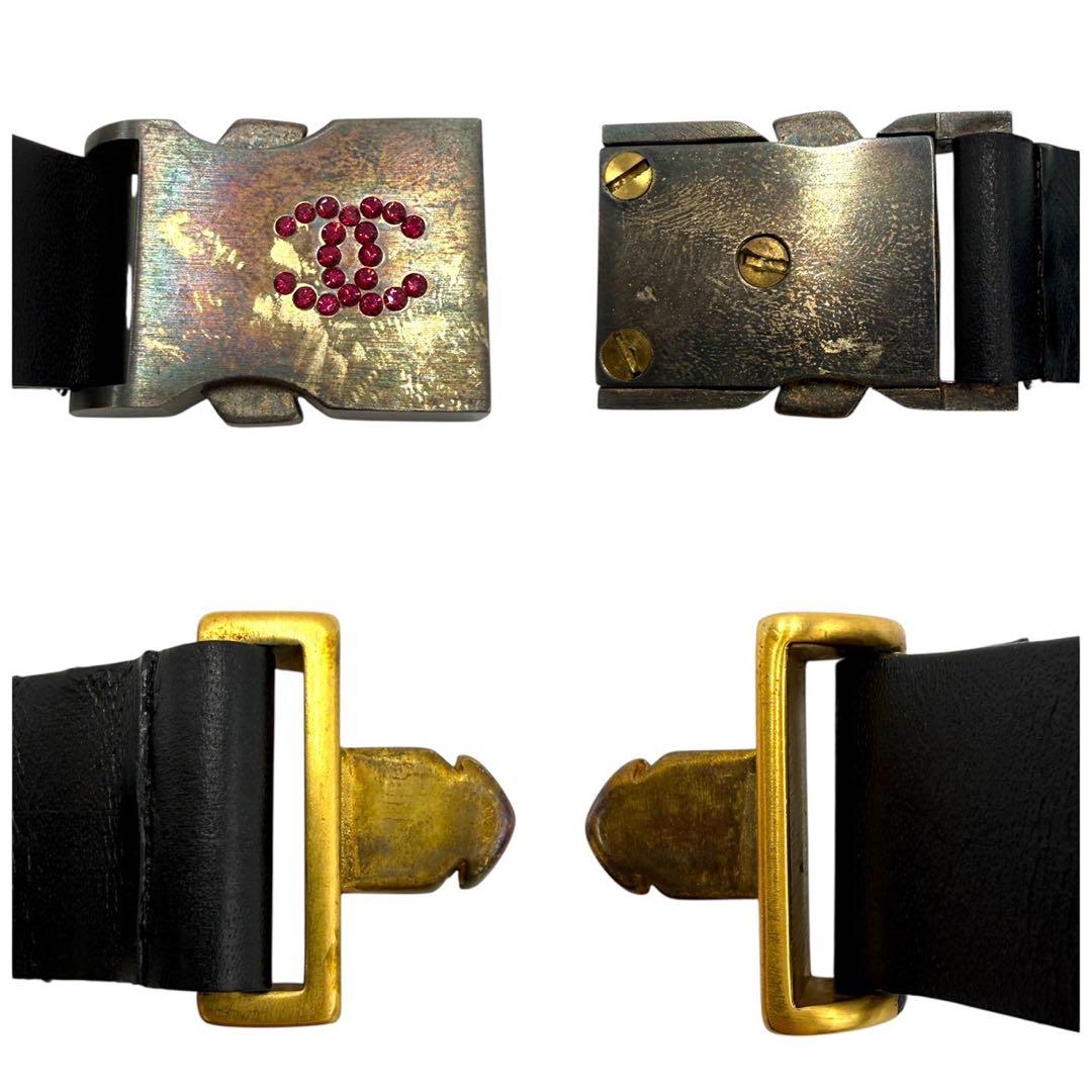 シャネルCHANEL ココマーク レディース レザーブレスレット GP ブラック