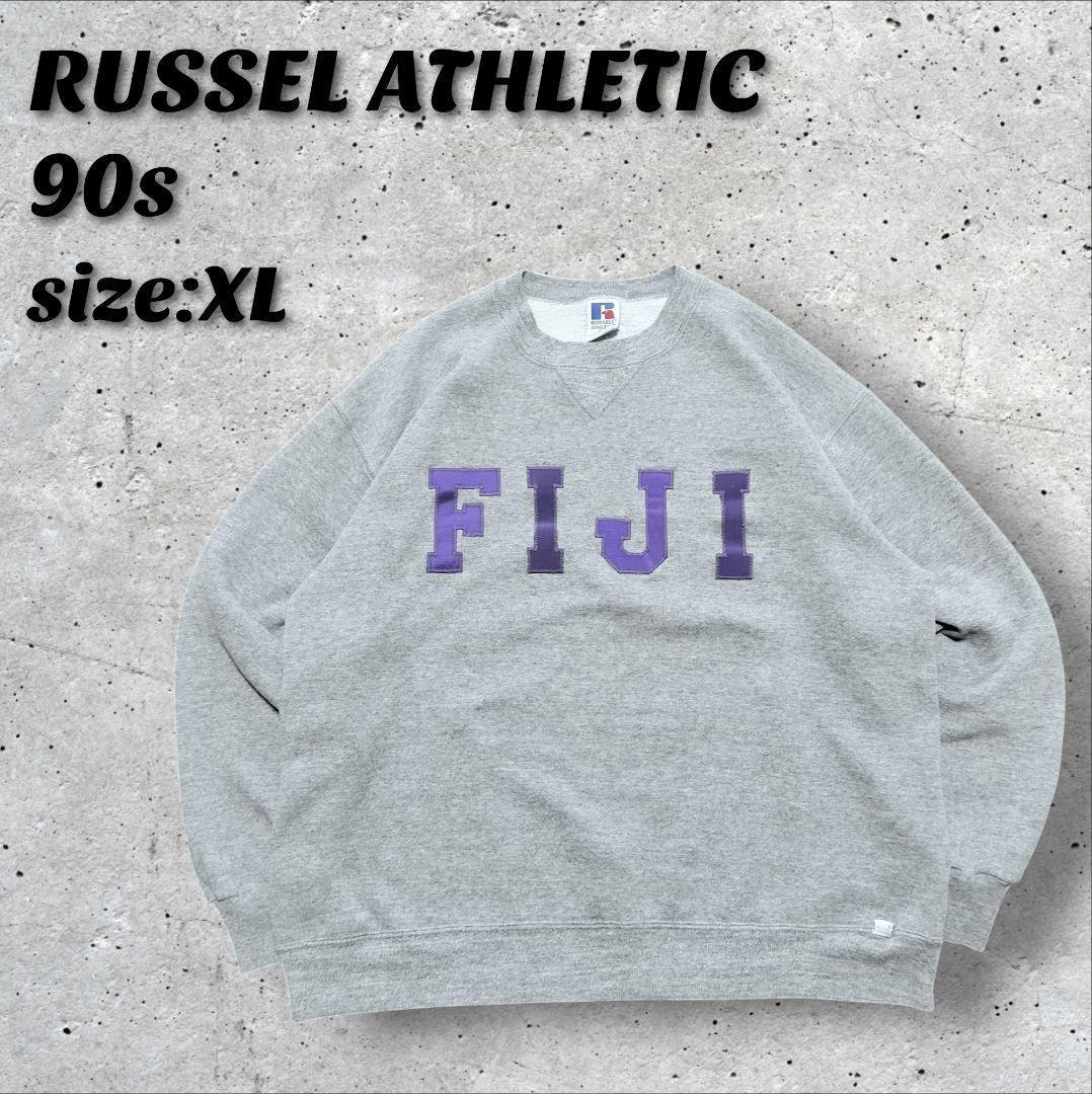 U.S.A製 ラッセルアスレティック 90s FIJIスウェット XL 濃グレーXL LL Russell Athletic