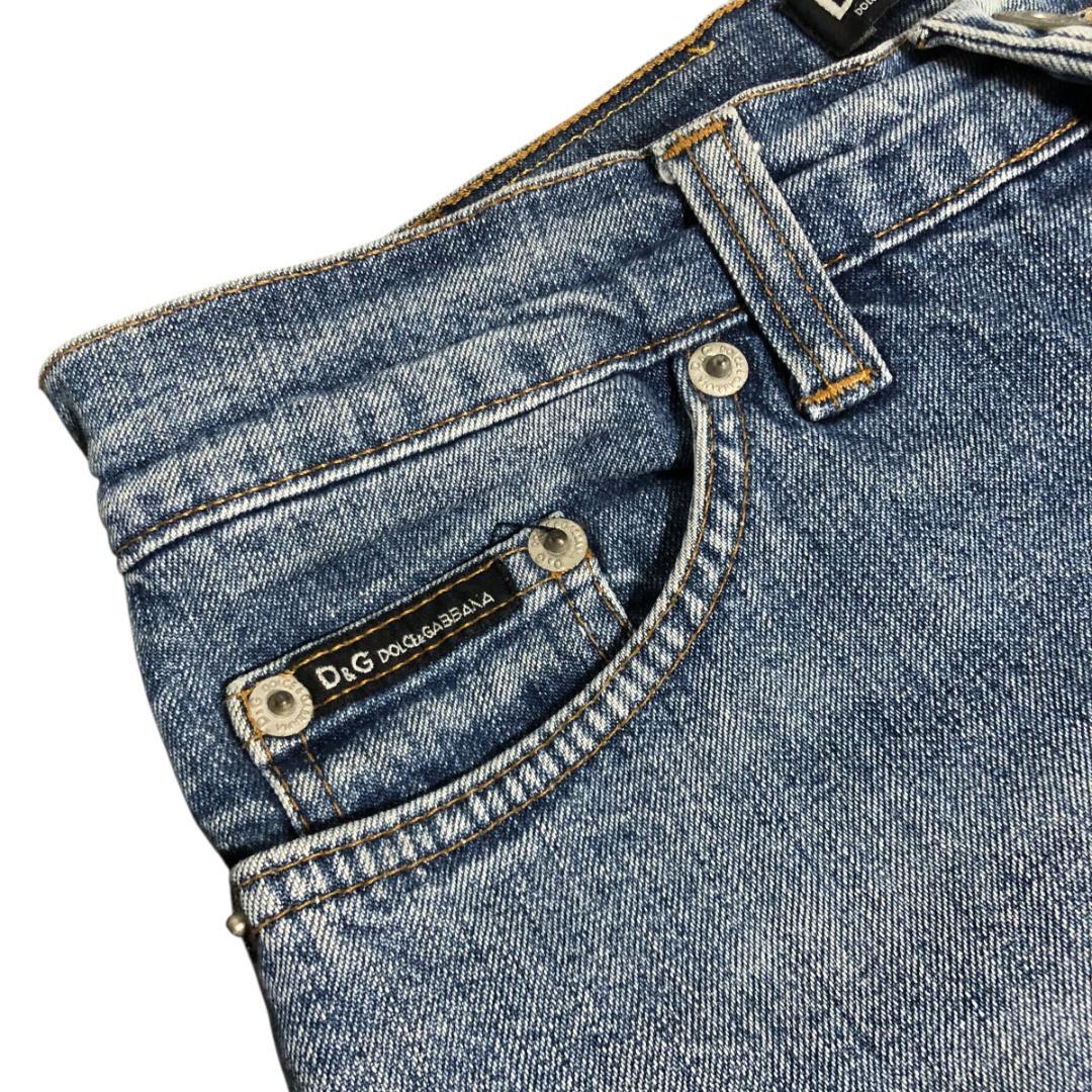 D&G デニムパンツ ブーツカット フレア ユーズド加工 24 イタリア製