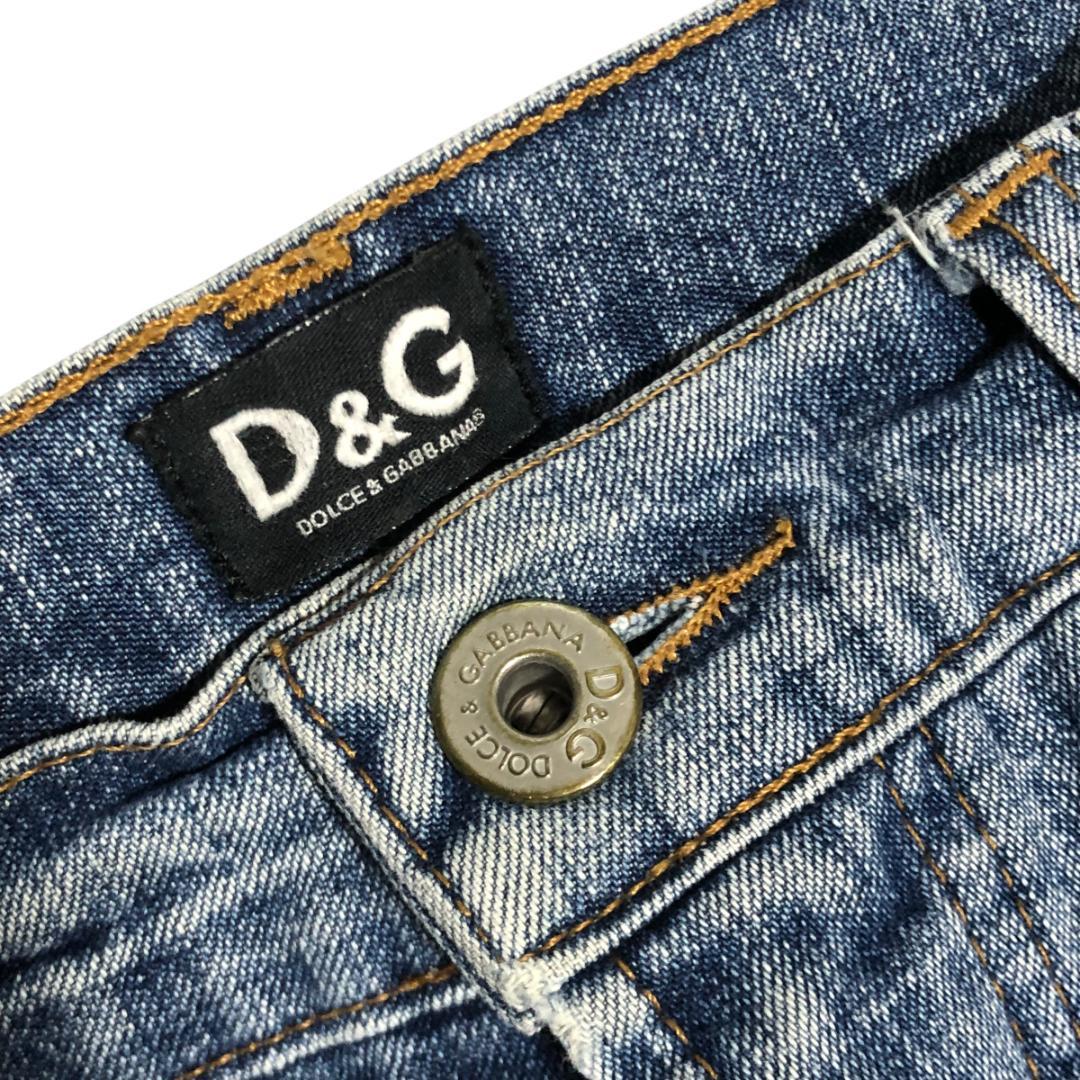 D&G デニムパンツ ブーツカット フレア ユーズド加工 24 イタリア製