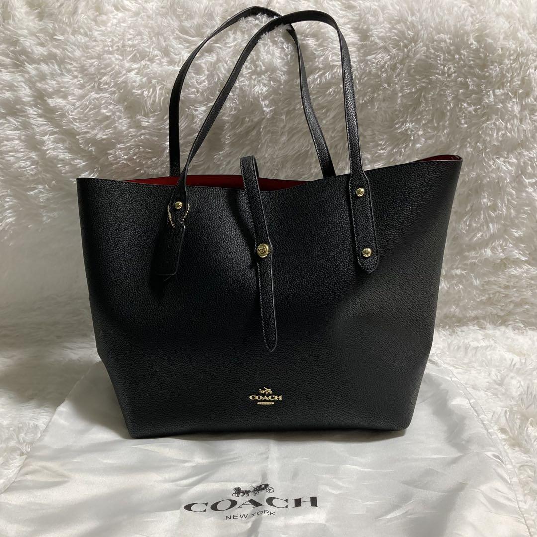 【特別送料無料！】 北川景子 コーチ 美品 ドラマ 大容量 A4収納可 黒 トートバッグ バッグ
