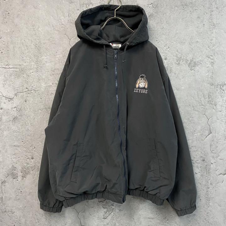 レア USA古着○ディズニー プーさん イーヨー 刺繍ナイロンブルゾン XL