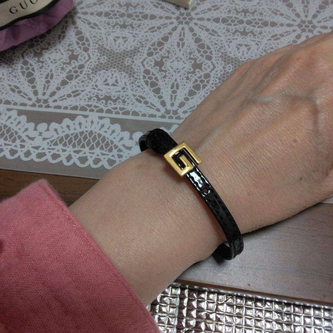 GUCCI レザー バングル ブラック