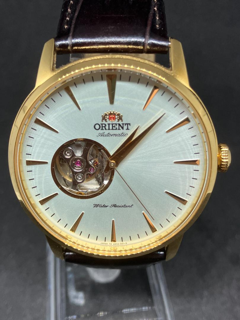 ORIENT オートマティック 自動巻 オープンハート 裏スケ レザー