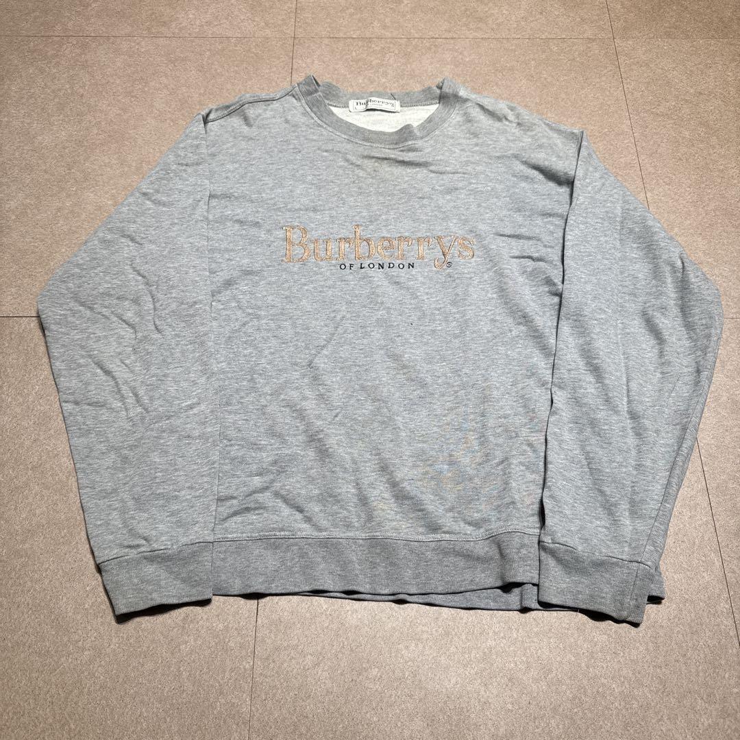 Burberry トレーナー スウェット 刺繍 ビンテージ 90s グレー L