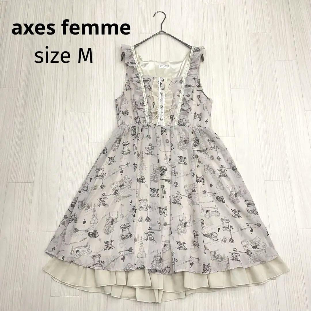 axes femme ワンピース ノースリーブ axes femme - axes femme アクシーズファム 総柄 ノースリーブ