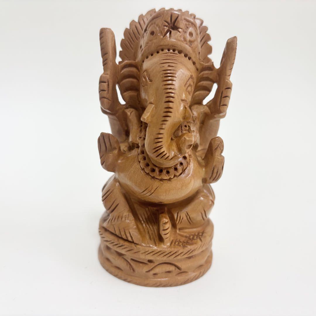 ガネーシャの木製彫刻置物 23cm×9cm 迫力満点 ガネーシャの木製彫刻置物 23cm×9cm 迫力満点