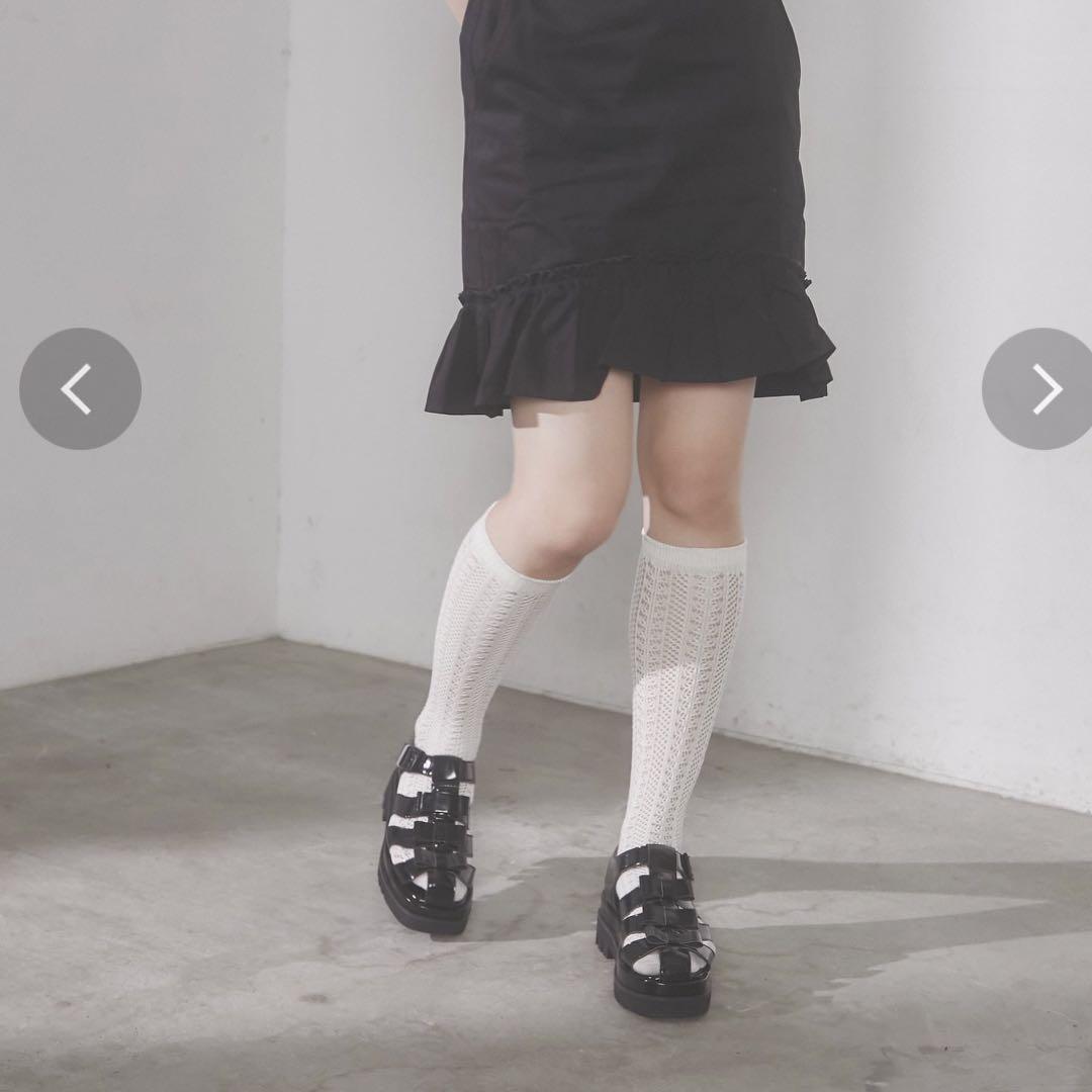 新品】リボングルカサンダルmerry jenny ブラック