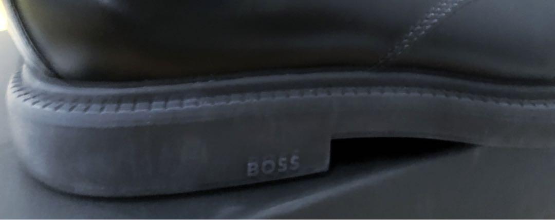BOSS ボス ヒューゴボス　ロゴディテールブラッシュオフレザーダービーシューズ