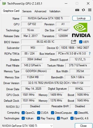 GTX 1080Ti ARMOR 11G OC 動作確認済み