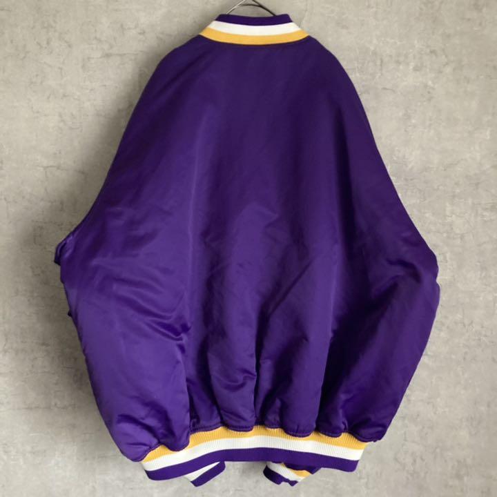 美品 XL 紫 NBA 刺繍 Cq1NL-m67604939442 MAJESTIC レイカーズ ナイロンジャケット 定番正規店