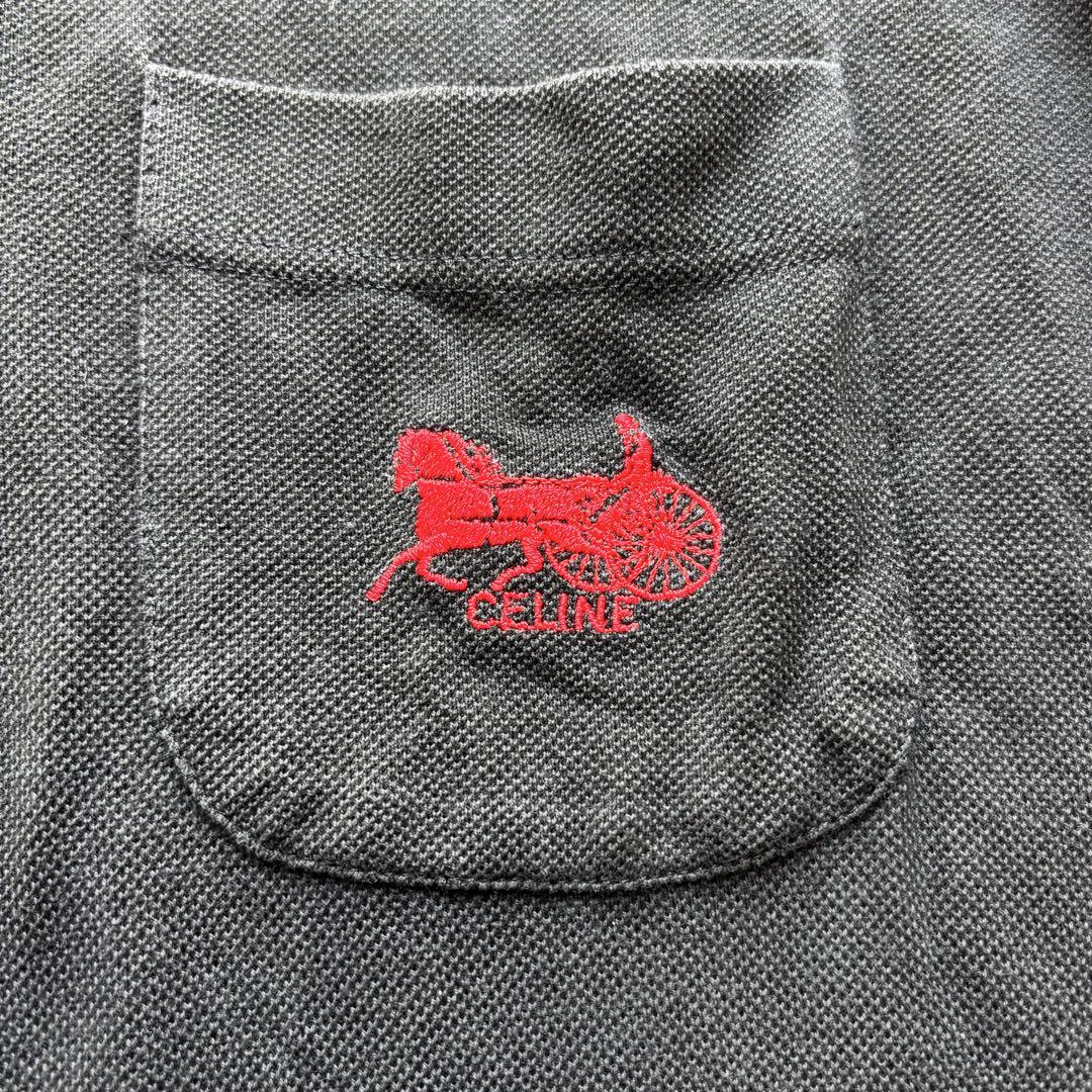希少✨CELINE セリーヌ 馬車ロゴ刺繍 ポロシャツ 黒 ヴィンテージ XL 希少✨CELINE セリーヌ 馬車ロゴ刺繍 ポロシャツ 黒
