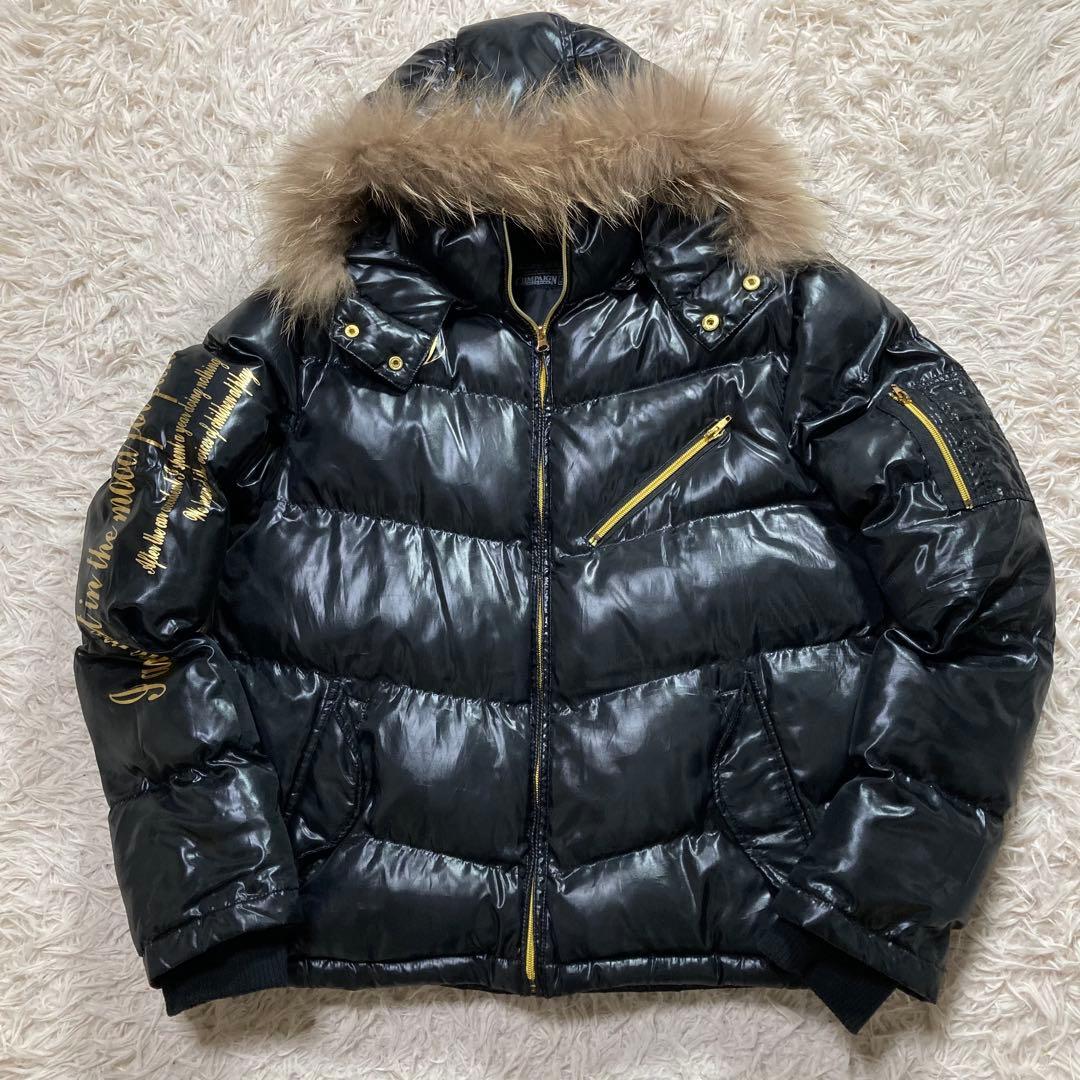 Y2K お兄系 平成 光沢 リアルファー 中綿ダウンジャケット