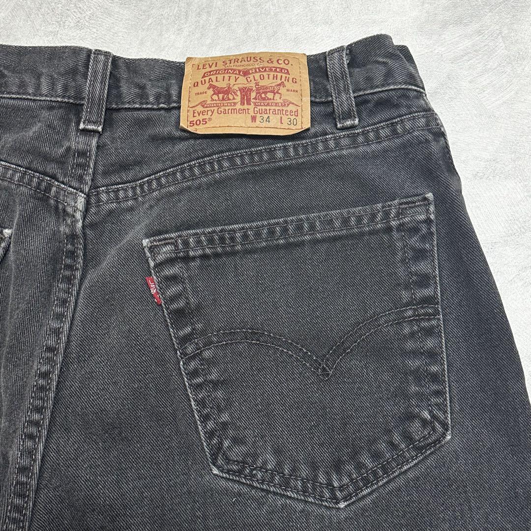 Levi's 00's 505 後染めブラックデニム USA製 34×30