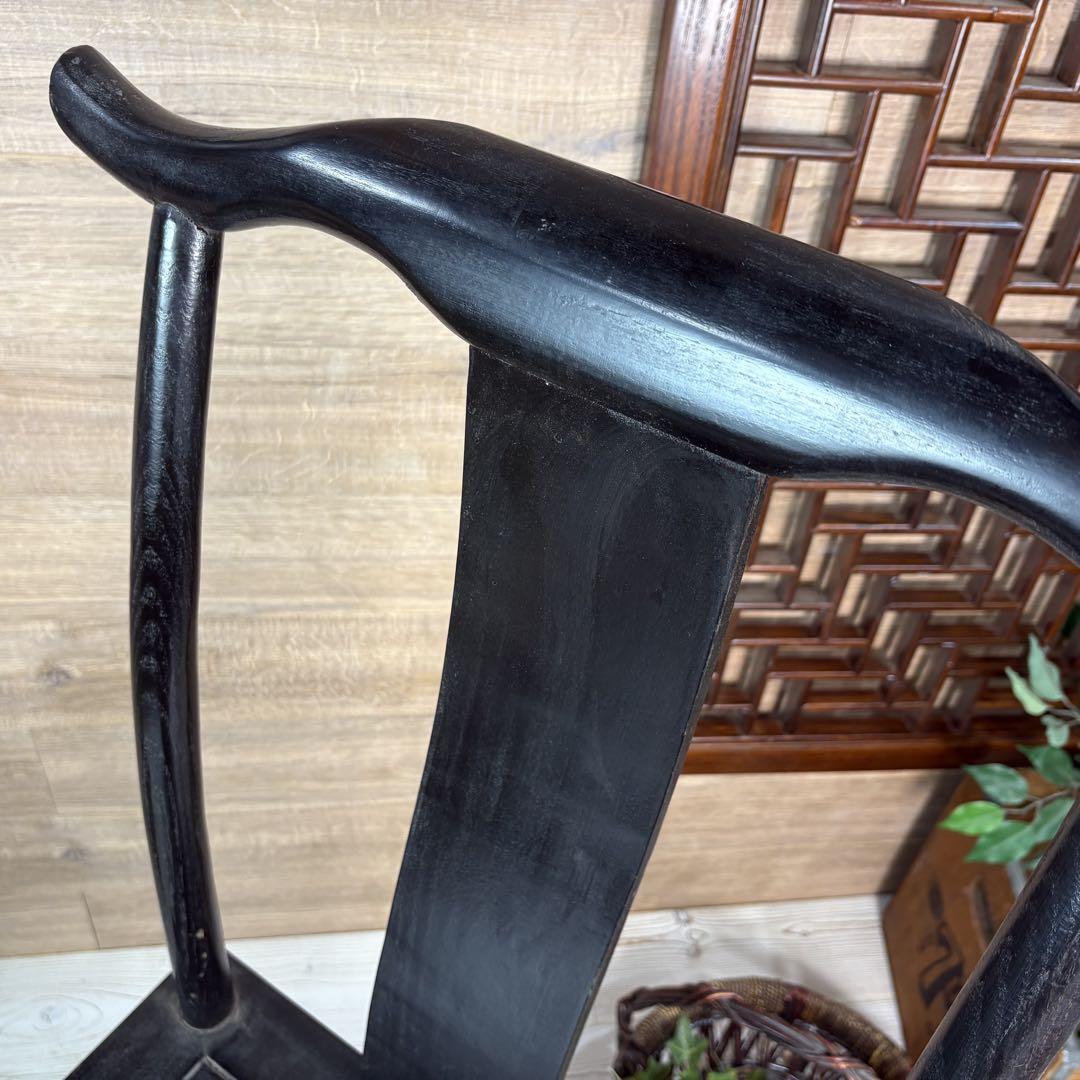 中国年代物アンティークビンテージ木製チェア黒インテリア家具椅子飾り台花台
