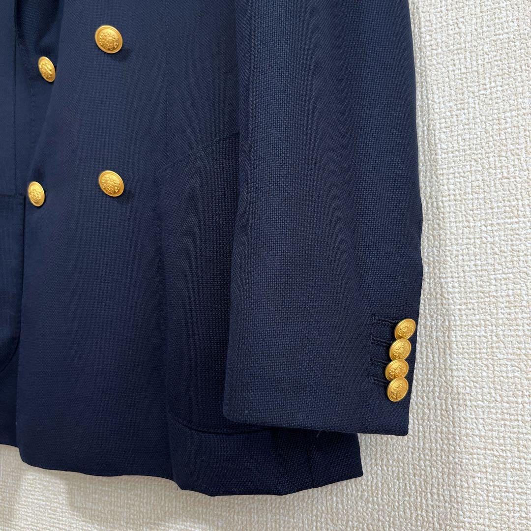 【未使用級】鎌倉シャツ 紺ブレ ダブルブレスト 46 ネイビー 春夏用