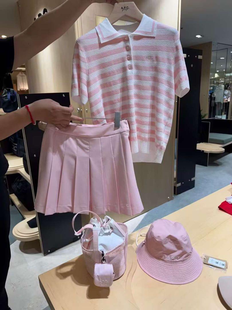A.P.C.ゴルフウェア レディース ニットポロシャツ トップス 半袖
