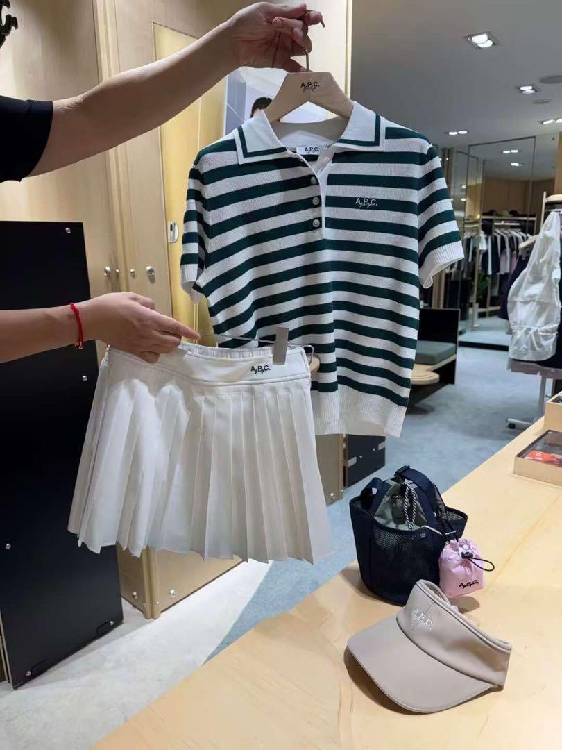 A.P.C.ゴルフウェア レディース ニットポロシャツ トップス 半袖