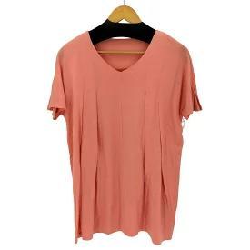 コーラルピンク Vネック Tシャツトップス