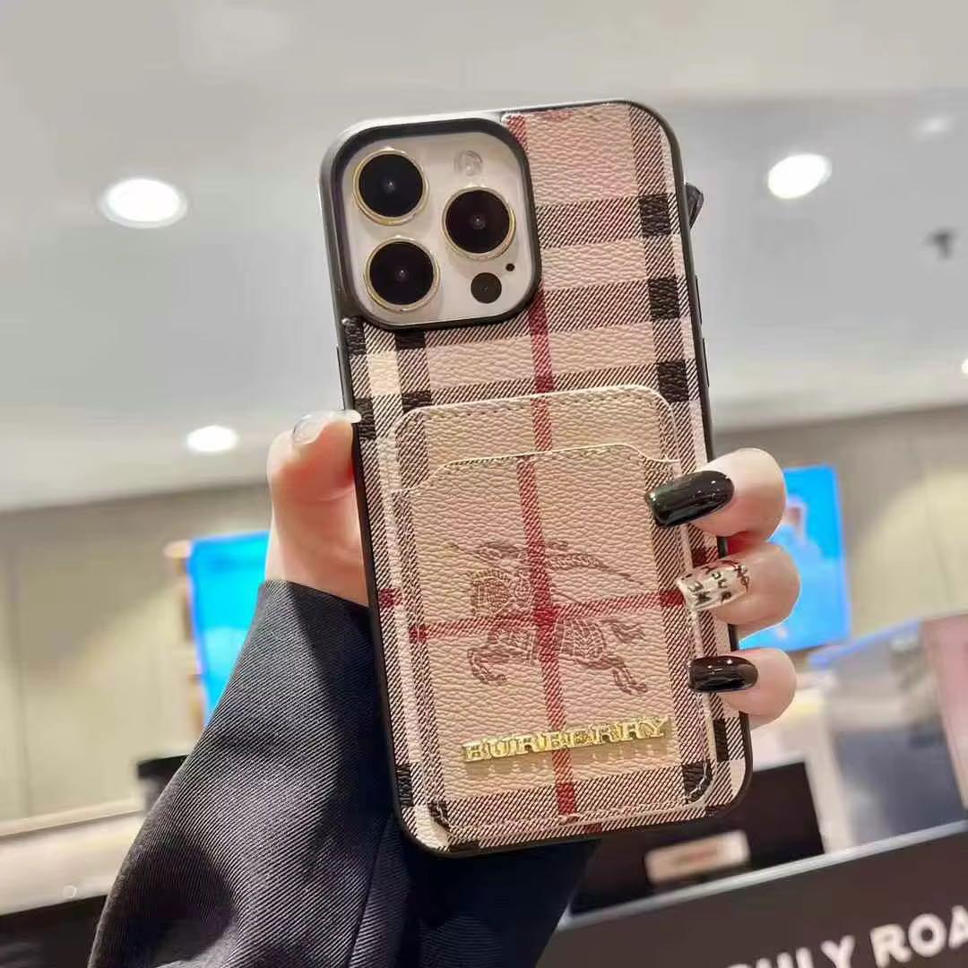 ラストiPhone16e Burberryチェック柄 レザー iPhoneケース