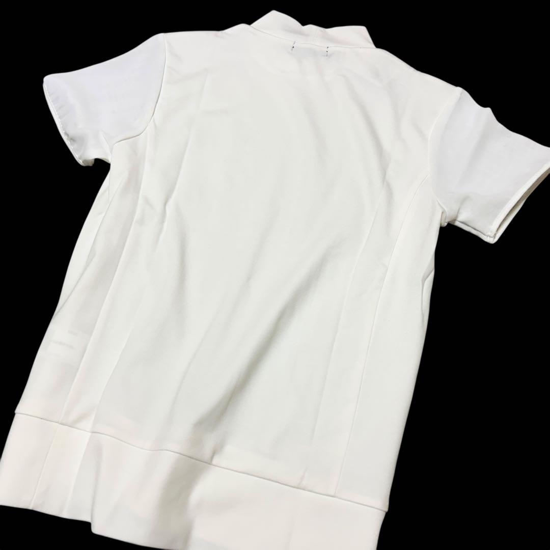 新品23区ゴルフ S 吸水速乾/UV シアー袖 ベアスムース モックネックシャツ