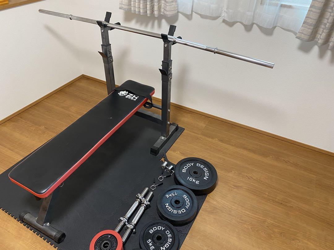 ベンチプレスバーベルセット及びダンベル　ホームジム