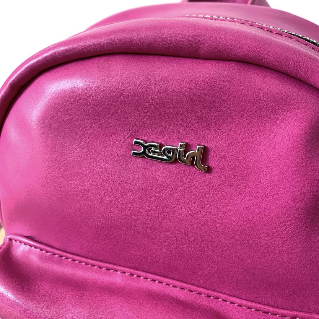 美品】X-girl エックスガール ピンクリュック 合皮 ギャル 美品】X-girl エックスガール ピンクリュック 合皮 ギャル