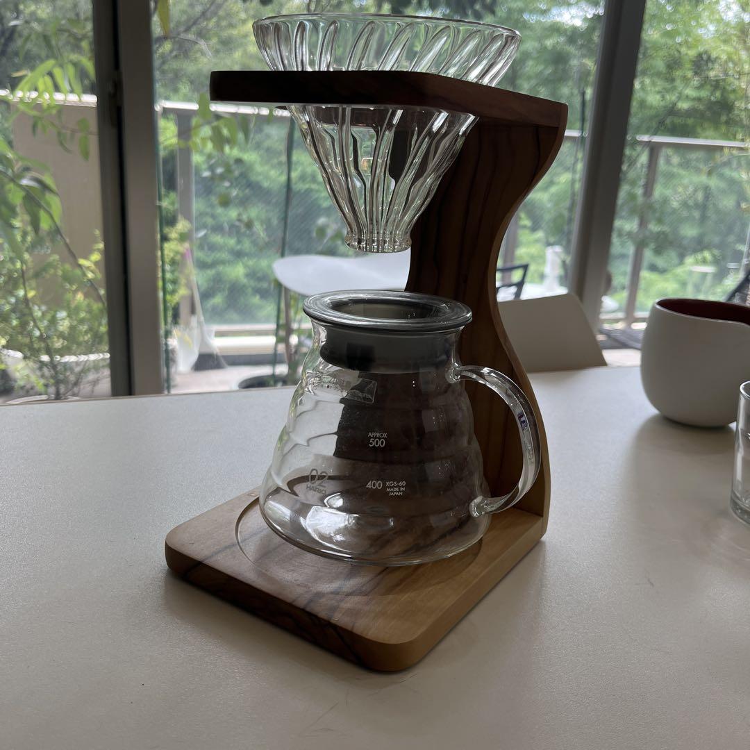 V60オリーブウッドドリッパーセット ガラスサーバー付き