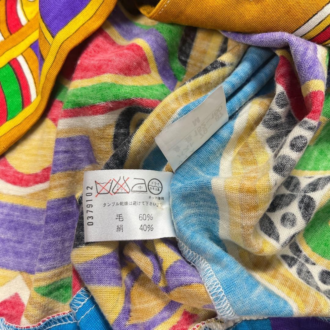 LEONARD レオナール 総柄 和柄 金ボタン シルク混 ブラウス Mサイズ