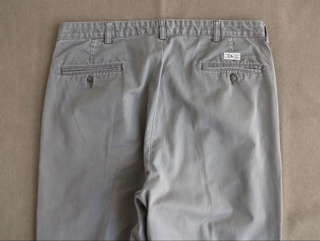 90s Ralph Lauren ANDREW グレー 2タックコットンチノ