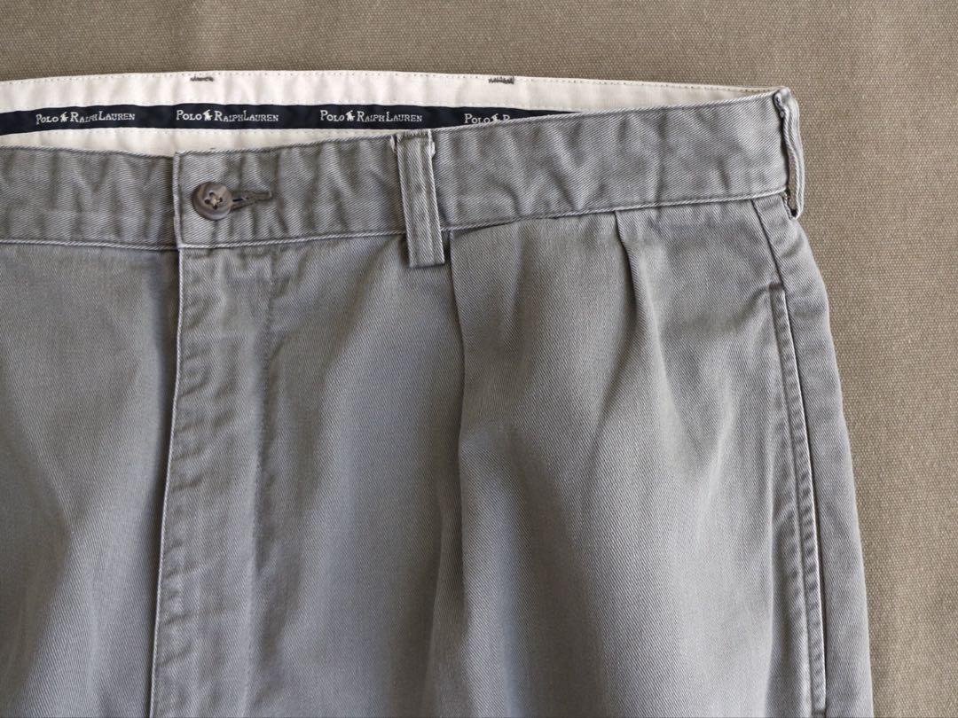 90s Ralph Lauren ANDREW グレー 2タックコットンチノ