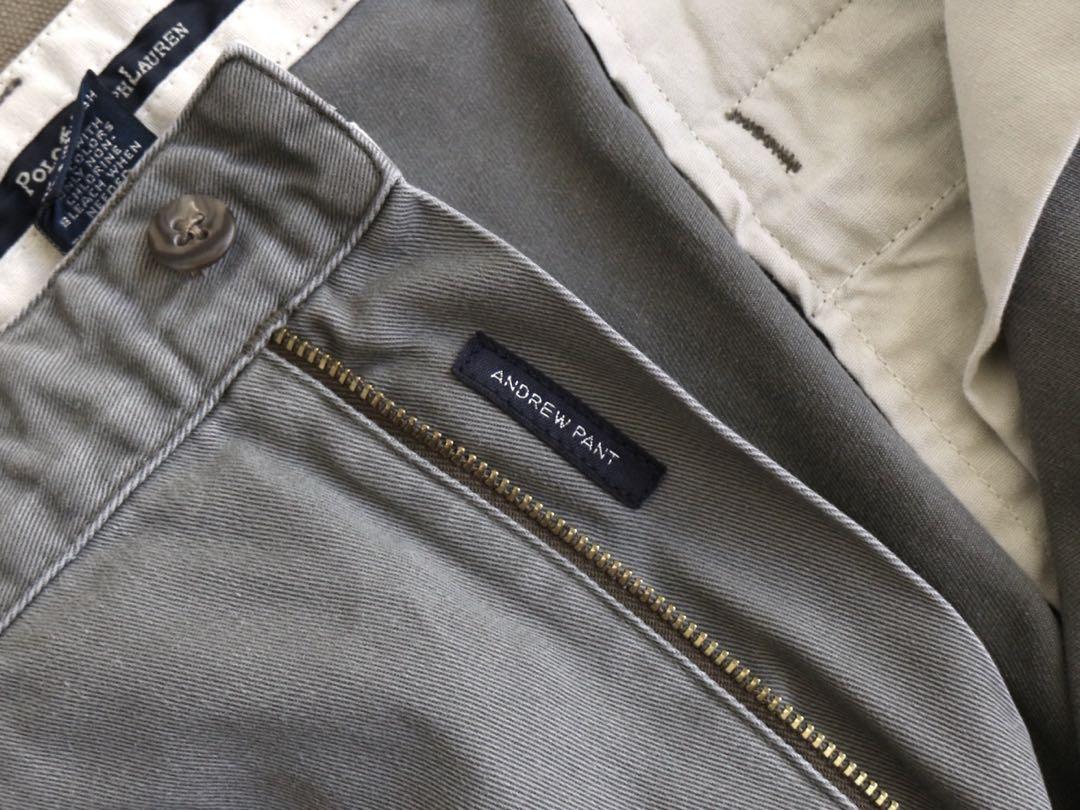 90s Ralph Lauren ANDREW グレー 2タックコットンチノ