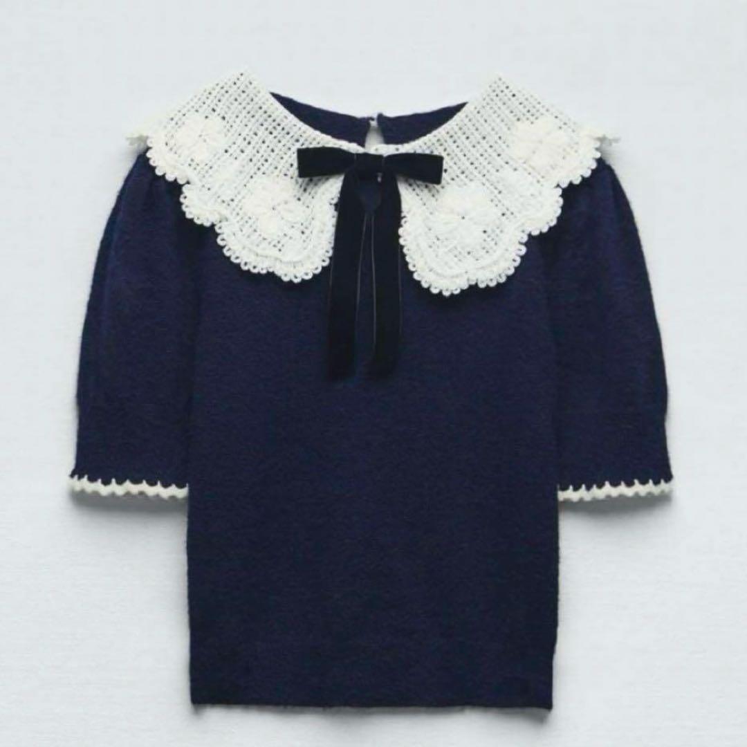 ZARA ザラ ピーターパン襟ニットセーター　バレエコア