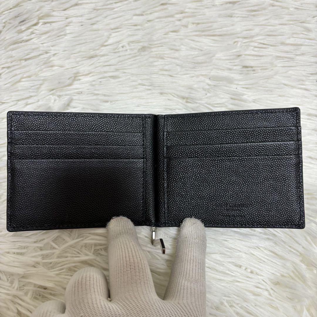 ✨️美品 サンローラン マネークリップ キャビアスキン 札入れ レザー 箱付き