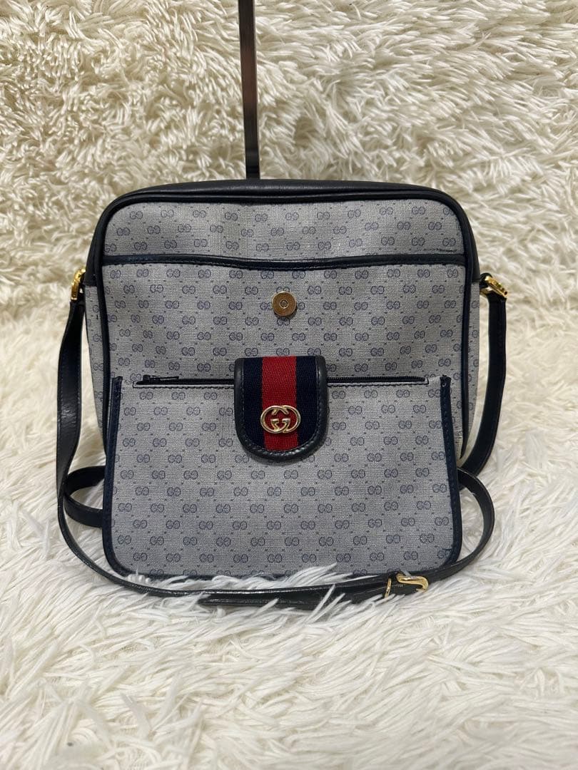 希少 グッチ ショルダーバッグ GG シェリーライン PVC レザー ポーチ 付 希少 グッチ ショルダーバッグ GG シェリーライン PVC レザー ポーチ 付