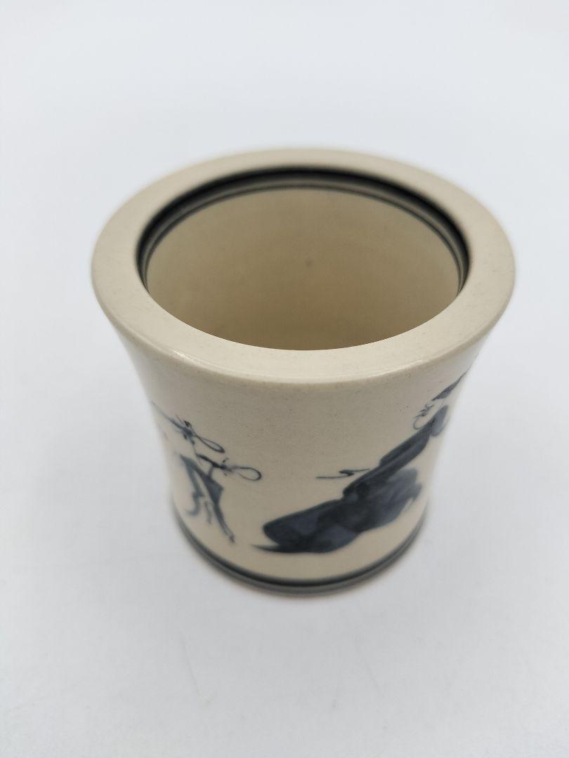 a787 【新品・未使用】蓋置 古曽部焼 人物文 寒川義崇 木箱 遠州七窯