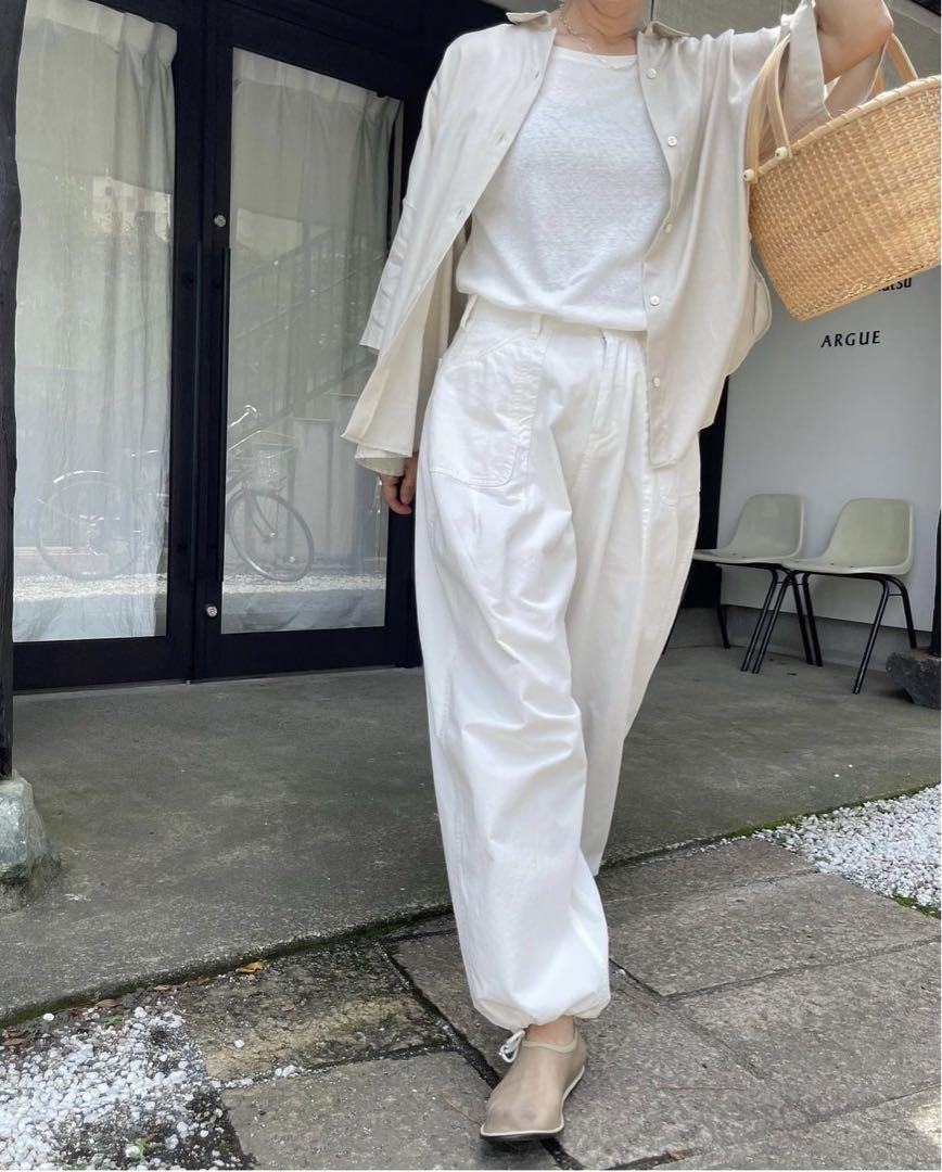 argue COTTON TWILL MOV PANTS ホワイト argue COTTON TWILL MOV PANTS ホワイト