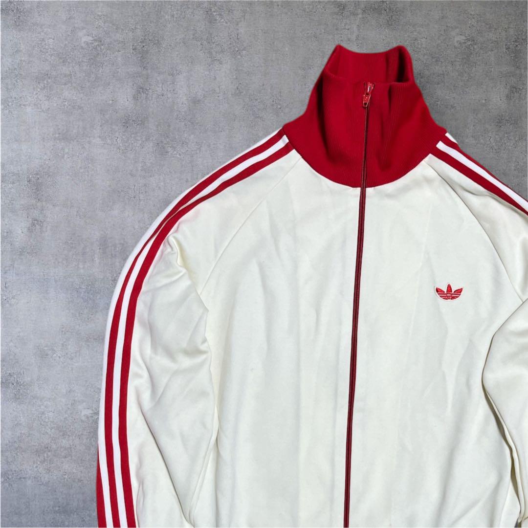 70s adidas 白 赤 トラックジャケット　ジャージ